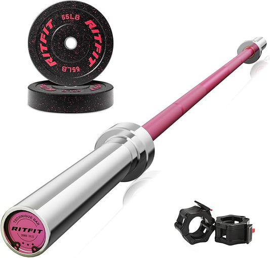 RitFit Barbell Weight Set - 4/6FT Olympic Barbell with Weight Plates (55-275LB Total) - Weightlifting Equipment for Squats, Curls, Deadlifts, Presses, Hip Thrusts