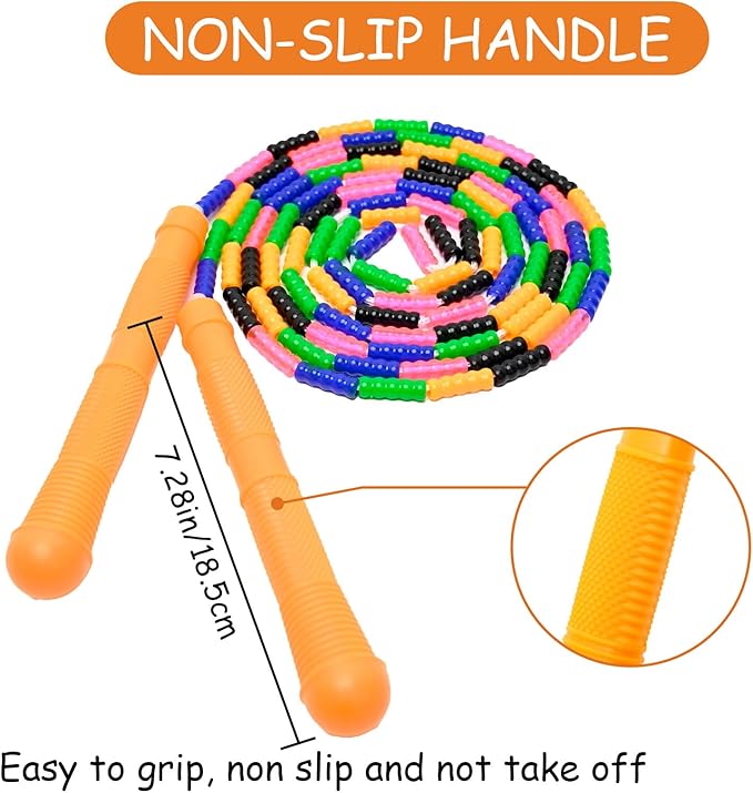 Beaded Jump Rope 1 Pack/2 Pack, ACEONE Segmented Skipping Rope for Kids Adults, Adjustable Tangle-Free Toddler Jumping Rope for Fitness Exercise Training