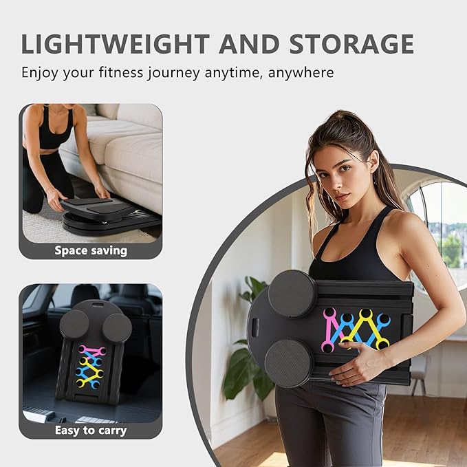 Pilates Board, 6 in 1 Pilates Reformer Sets, Foldable Portable Abdominal Board, Pilate Sliding Board Core Exercise Pilates Equipment for Women, Men & Beginners