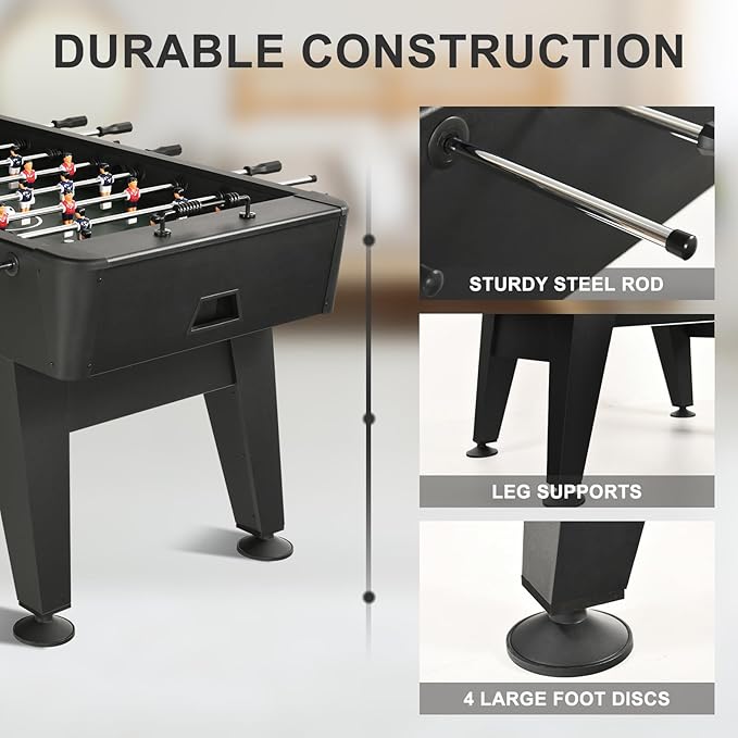 Foosball Table, 58inch Competition Soccer Table Game w/ 2 Balls for Adult Kids Youth, Heavy-Duty Arcade Table Soccer for Home, Game Room