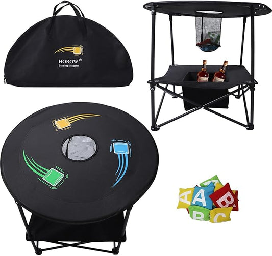 HOROW Bean Bag Toss Game - New Upgraded Portable Cornhole Set with 12 Bags, Foldable Design with Storage Layer - Lawn Games, Beach and Yard Games for Adults and Family