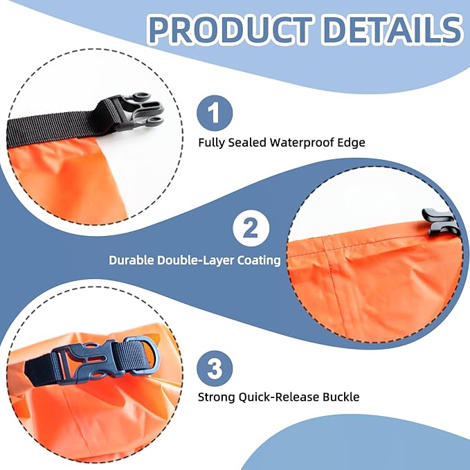 6PCS Dry Bags Waterproof, Lightweight Dry Bags for Kayaking Waterproof，Outdoor Waterproof Bag for Kayaking Hiking Boating Camping