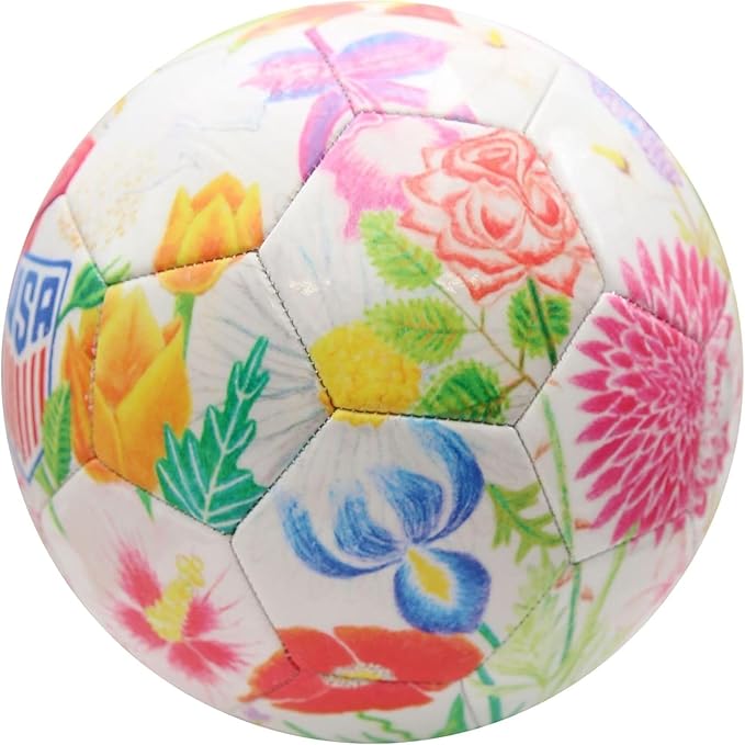 Icon Sports Officially Licensed U.S. Soccer Federation Size 5 Soccer Ball | Crayola & Fox Sport Collaberation Flower Ball by Elysa Garcia