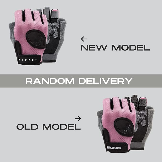 LIFECT Essential Breathable Workout Gloves, Weight Lifting Fingerless Gym Exercise Gloves with Curved Open Back, for Powerlifting, Women and Men