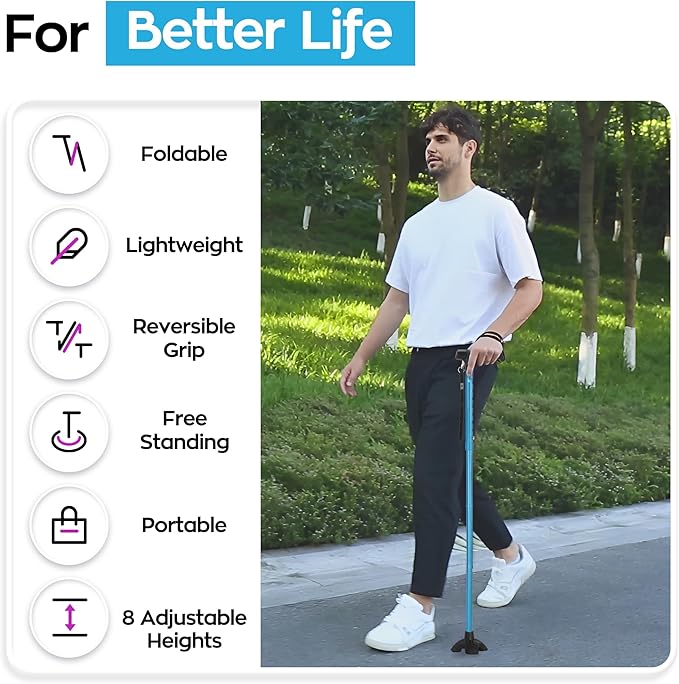 Tall Men's Walking Cane 42.52 Inches. Extra Tall Walking Cane Easy to Travel is Suit for Tall Men Over 5 Feet 9 Inches (Blue)