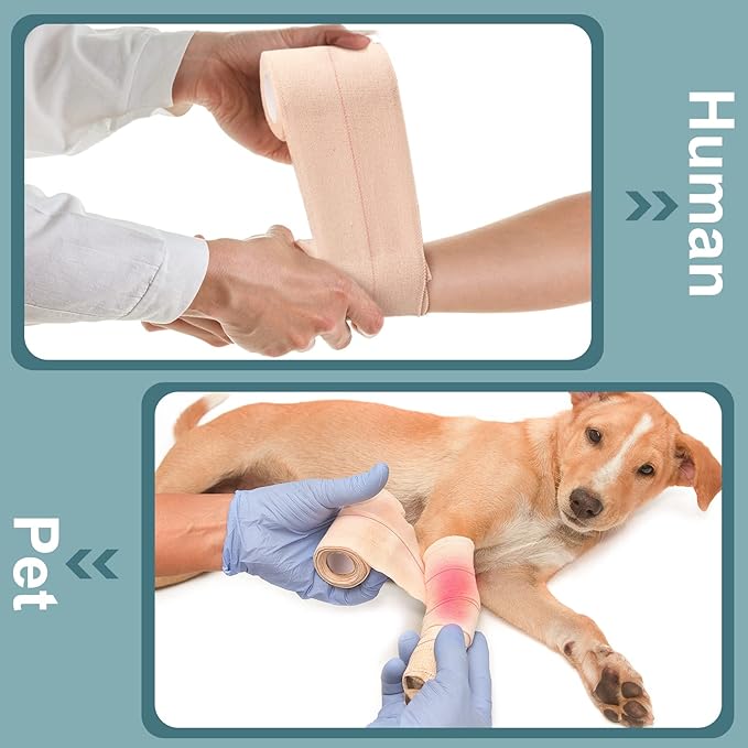 2 Rolls Adhesive Elastic Tape Bandage Tape Wrap Flexible Stretch Bandages for Sports Ankle, Knee and Wrist Sprains(Beige,4 Inch Wide)