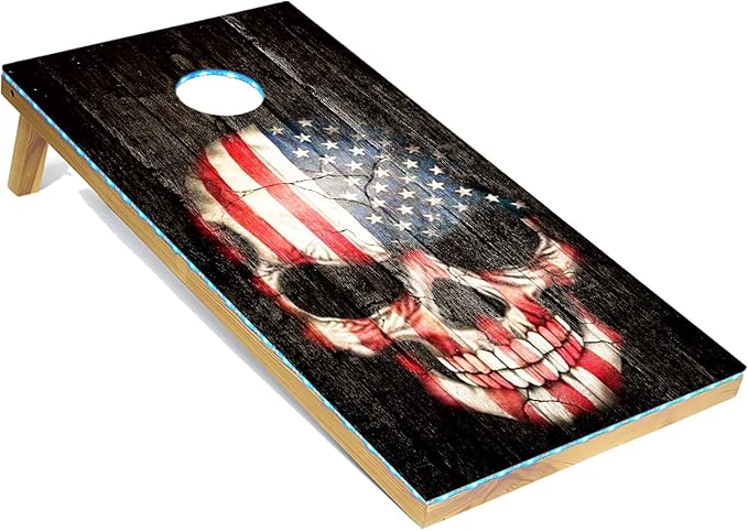Tailgating Pros American Themed Lightweight Corn Hole Board Set w/Multicolored Built-in LED Lights, Bean Bags and Carrying Case - 4'x2' Cornhole Toss