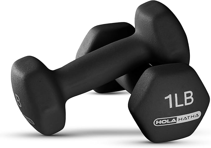 HolaHatha 2, 3, 5, 8, and 10 Pound Neoprene Dumbbell Free Hand Weight Set with Rack, Ideal for Home Exercises to Gain Tone and Definition, Pastel