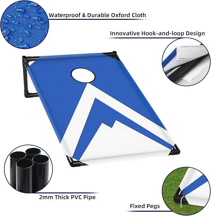 NZQXJXZ Portable Cornhole Board Set 3x2 Ft with 8 Bean Bags Corn Hole Toss Game Cornhole Games for Indoor and Outdoor Parties, Ideal for Kids, Adults, Camping Travel,Parties,Beach, Yard