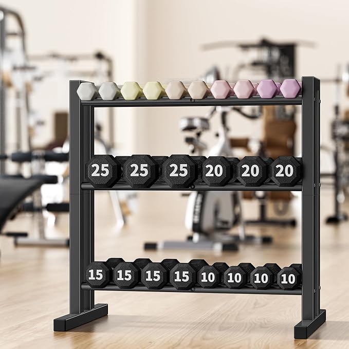 31Inch Dumbbell Rack Only - 450LB Capacity Weight Rack, 3-Tier Heavy Duty Dumbbell Stand Kettlebell Rack For Dumbbells, Kettlebells, Home Gym.