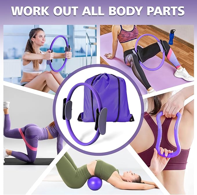 Ideal Swan Pilates Ring Essentials Kit for Women, Home Workout Equipment Set with 9.8” Ball, Resistance Bands, Accessories, Pilates Set for Legs Arms and Thighs（13 PCS）