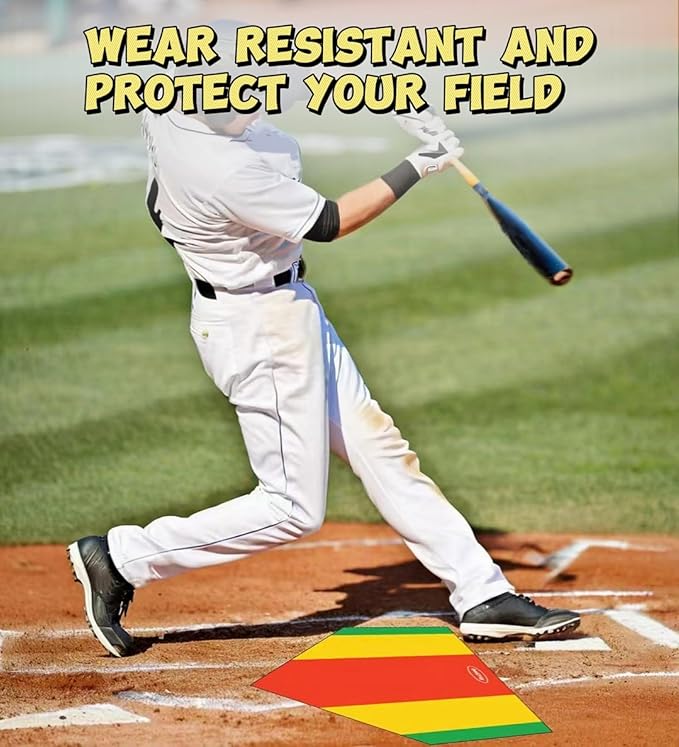 Baseball Home Plate - 17" Tri-Color Blended Rubber Mat for Pitching & Hitting Practice,Softball Training | 0.6lbs Lightweight,Portable Design with Carry Bag,All-Weather Baseball Bases