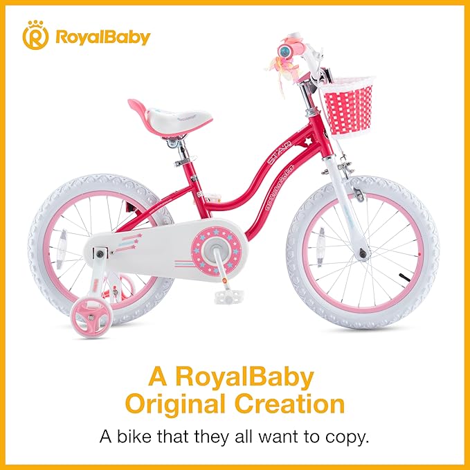 RoyalBaby Girls Bike EZ Bike Stargirl Training Free Balance to Pedal Easy Learning Bicycle, 12-20 Inch for Toddlers & Big Kids.