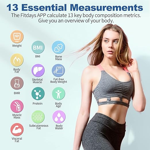 Scales for Body Weight and Fat, Lepulse Weight Scale, Digital Bathroom Scale with Body Fat and Water Weight, High Accurate Bluetooth BMI Smart Scale, 13 Body Composition Analyzer with Fitness App