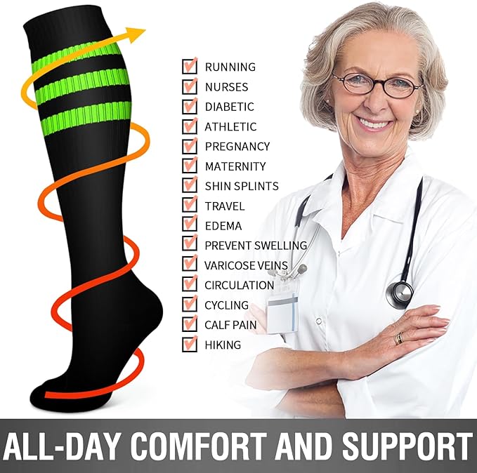 6 Pack Copper Compression Socks for Women and Men Circulation-Best Support for Medical, Running,Nursing,Athletic