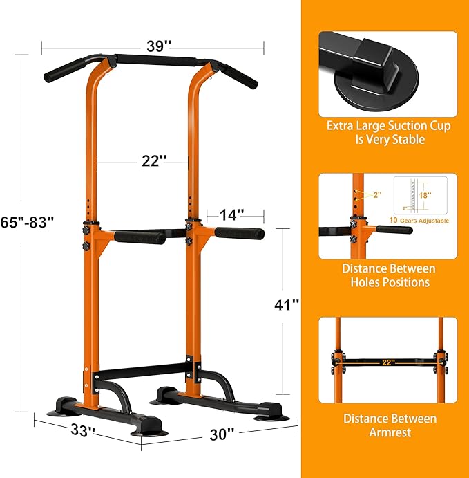 DlandHome Power Tower Pull Up Dip Station Multi-Function Fitness Equipment for Strength Training Adjustable Height Dip Stand for Home Gym