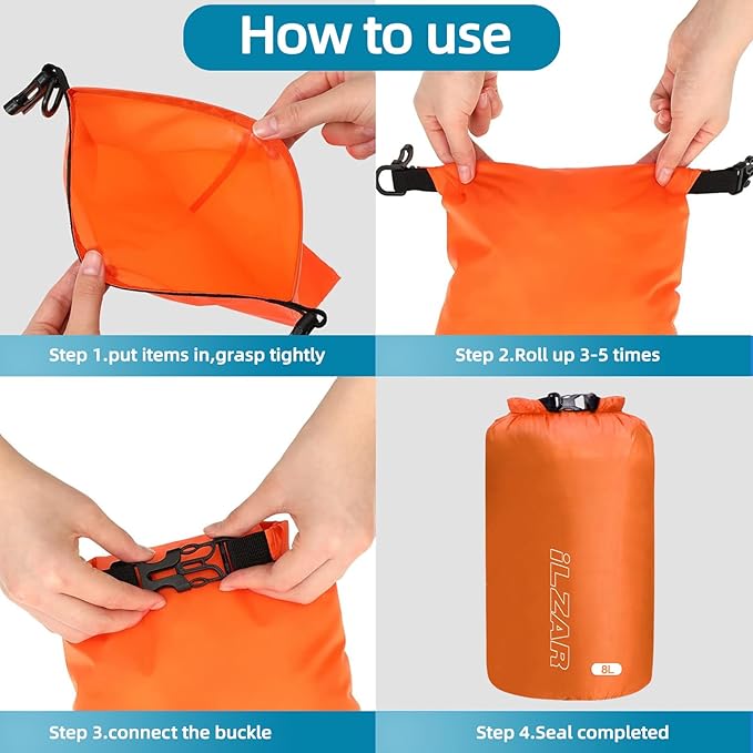 6PCS Dry Bags Waterproof, Lightweight Dry Bags for Kayaking Waterproof，Outdoor Waterproof Bag for Kayaking Hiking Boating Camping