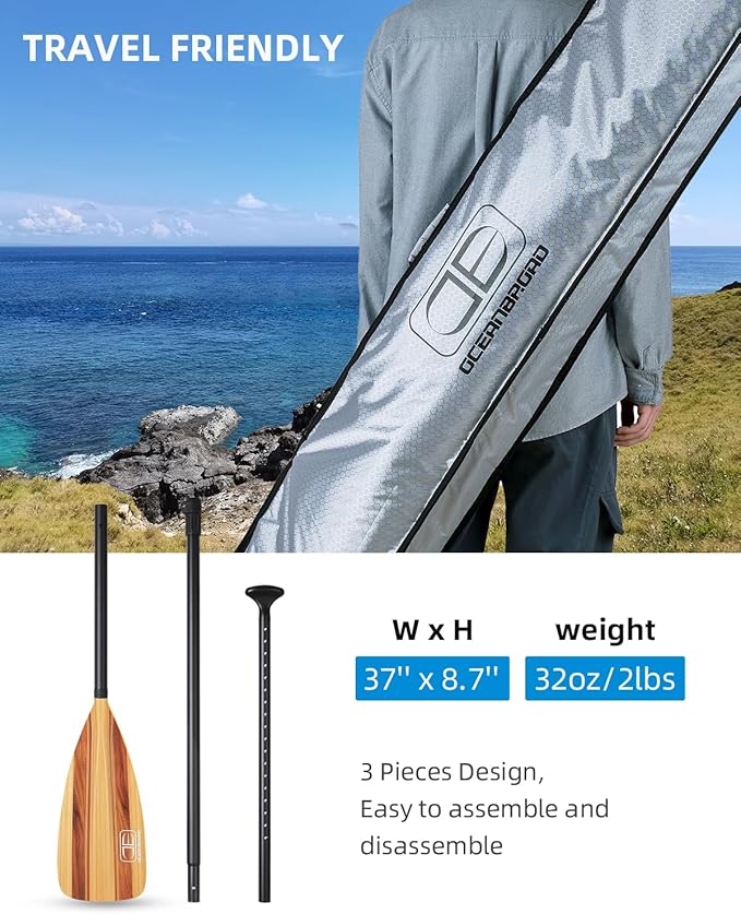 OCEANBROAD SUP Paddle - Adjustable Stand-Up Paddle for Paddleboard Kayak, Adjustable Aluminum Alloy Shaft with Reinforced Nylon Blades