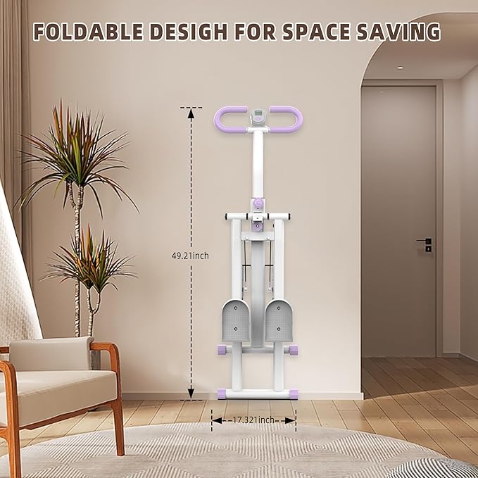 Stair Stepper for Home, Folding Vertical Climber Workout Machine for Full-Body Exercise Stair Stepper with Stable Frame Adjustable Handlebar & Pedals