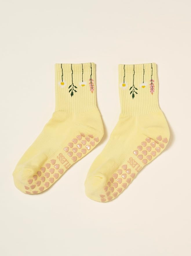 Crew Half Calf Grip Socks, Cutest Fruits Pilates Socks, Ruffle socks, Non-Slip, Barre Yoga Fitness