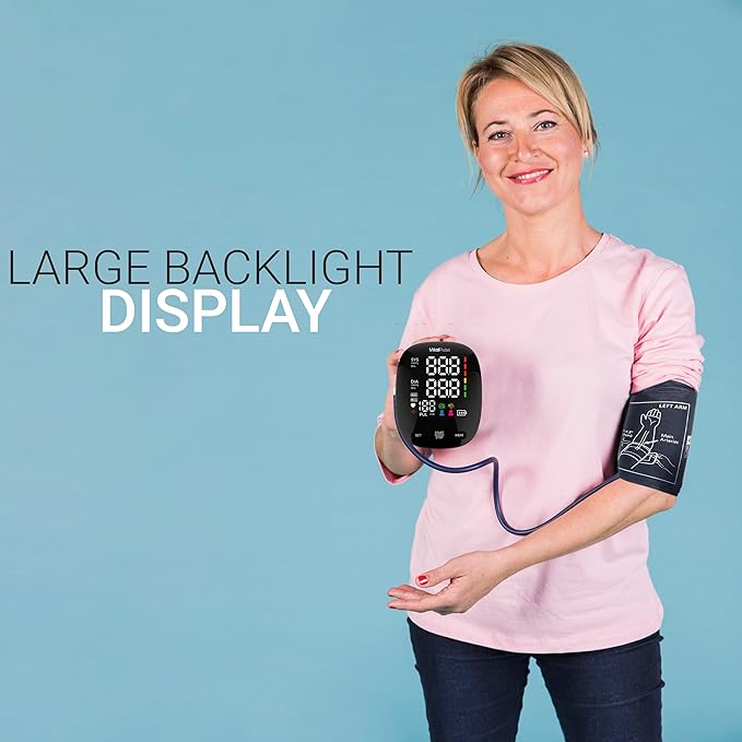 Blood Pressure Monitor - Digital BP Cuff with 8.7” - 16.5” Cuff and 13” - 21” Cuff (Set of 2), 2x120 Reading Memory - Adjustable Blood Pressure Cuff for Upper Arm with Large Backlit Display