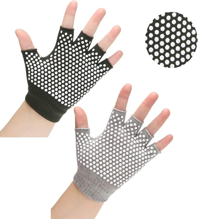 YL TRD V 2 Packs of Non Slip Fingerless Yoga Gloves Exercise Gloves Workout Gloves