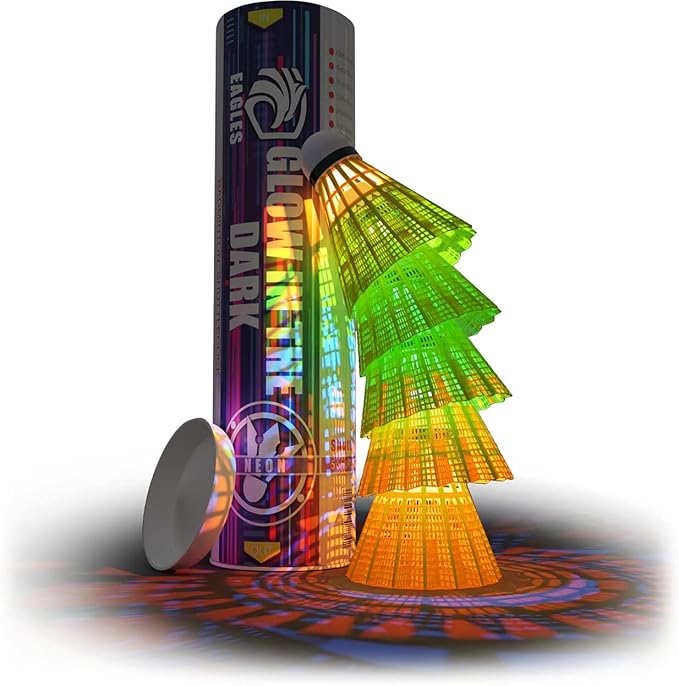 EAGLES LED Badminton Shuttlecocks - 5 or 11 Pack Lighting Birdies, Nylon Glow in The Dark Birdie Balls for Baseball Practice Plastic Light Up Birdies for Outdoor Indoor Sports