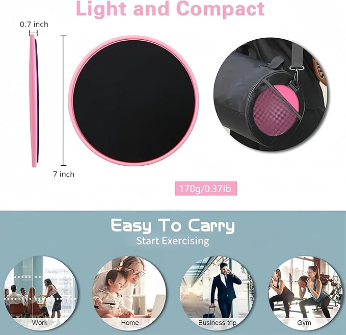 Exercise Core Sliders, Dual Sided Exercise Gliding Discs Use on Carpet or Hardwood Floors, Light and Portable, Perfect for Abdominal&Core Workouts