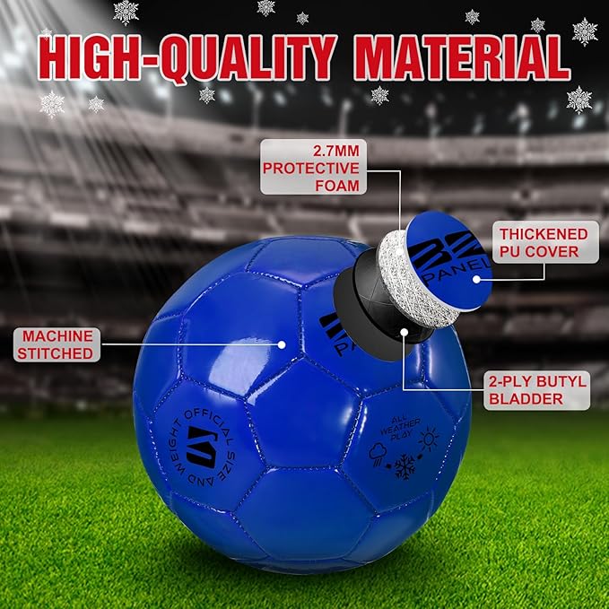 Shappy 4 Pcs Deflated Soccer Balls Bulk with Pump Mesh Bag Operation Christmas Official Size 3 4 5 Indoor Outdoor Colorful Game Sport Gift for Child Adult School