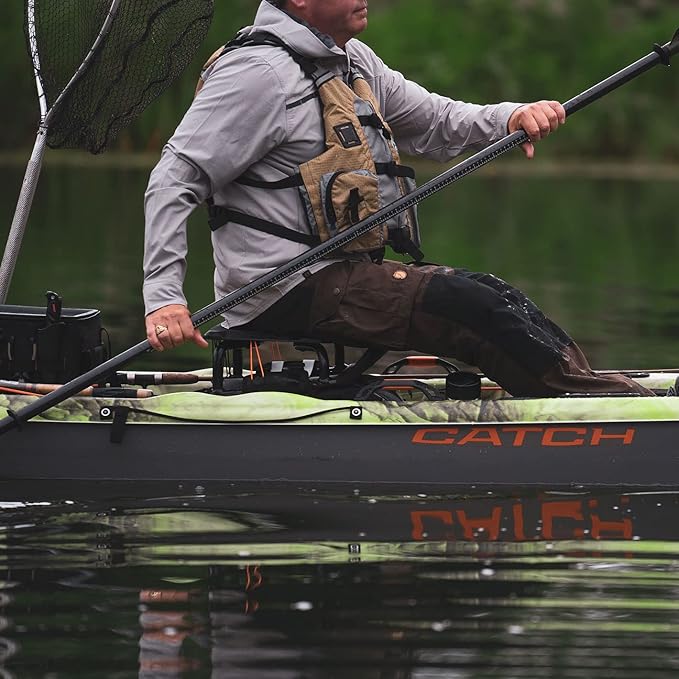 Pelican - Ergoboost Multifunctional Folding Kayak Seat - Adjustable Compact Traveler Kayak Seat with Back Support - Black