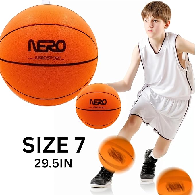 Ninja Silent Basketball- Soft Foam Indoor Hoop Play | Soundless Ball for Quiet Dribbling and Indoor Training