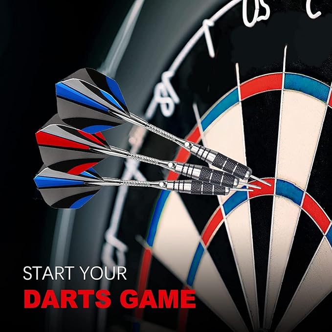 Darts Metal Tip Set Professional Metal Darts for Dartboard Steel Tip Darts with Nonslip Iron Barrel Aluminum Dart Shafts,Extra Flights,Dart Sharpener,Gift Box