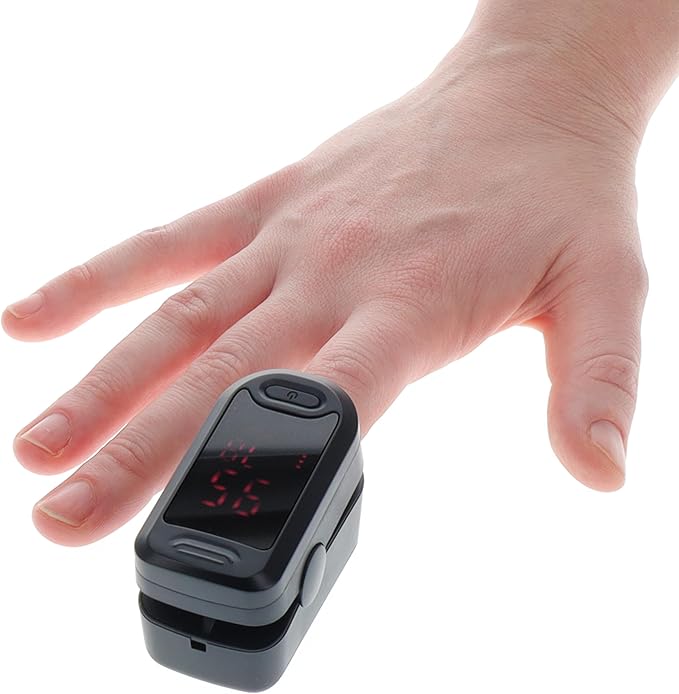 BodyMed Fingertip Pulse Oximeter Blood Oxygen Saturation Monitor with LED Display - Lightweight and Easy to Use - Lanyard and Batteries Included