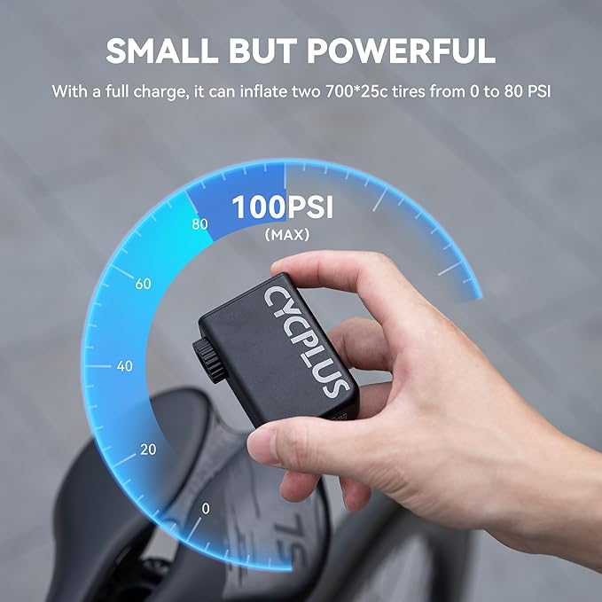 CYCPLUS AS2 Tiny Pump Bike Pump Portable Ultra-Mini 100PSI Electric Bicycle Pump Type-C Rechargeable Battery, No Pressure Display(Winner of The EUROBIKE Award 2023)