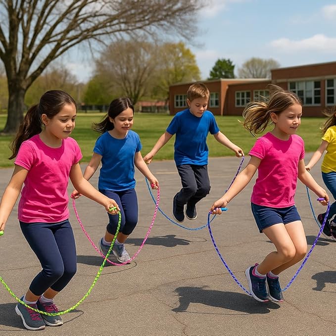GiftExpress Adjustable Size Colorful Jump Rope for Kids and Teens - Outdoor Indoor Fun Games Skipping Rope Exercise Fitness Activity and Party Favor