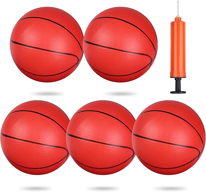 6" Mini Basketball for Kids & Adults, Indoor Basketball for Over-Door Hoop, Toddler Balls Arcade Game 5 Pack
