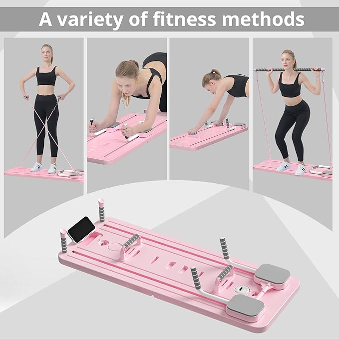 JANUA Pilates Board - Pilates Reformer Set, Multi-Purpose Foldable Pilates Reformer Board for Home, 5 in 1 Pilates Sliding Board