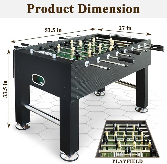 Seydrey 55-Inch Competition Foosball Table, Black, with Chrome-Plated Steel Rods