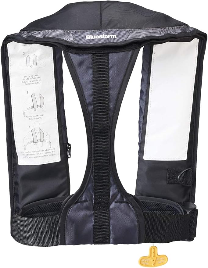 BLUESTORM Stratus 35 Inflatable Life Jacket PFD for Adults | US Coast Guard (USCG) Approved Automatic Self Inflating Life Vest Preserver with Manual Ripcord