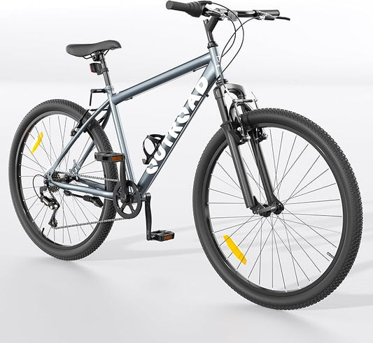 26 inch Mountain Bike with 7/21 Speeds Lightweight Cycling Bicycles, Dual Disc/V Brake,Metal Frame Bicycle for Men and Women, Adult Racing Bike, Road Bike(Blue/Grey/Black)