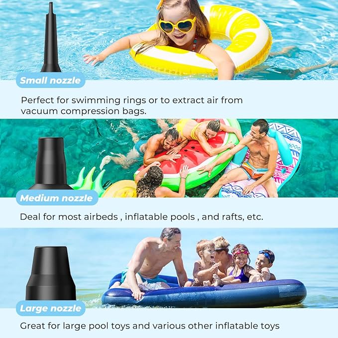 Dr.meter Portable Electric Air Mattress Pump, Rechargeable 4000mAh Battery Air Pump - Quick-Fill Air Inflator Deflator for Outdoor Camping Inflatable Bed Pool Boat Float Raft Swimming Rings Snow Tube