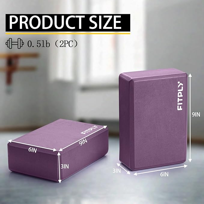 Yoga Blocks 2 Pack - Non-Slip Yoga Brick & Foam Blocks Yoga Set, High-Density Pilates Block for Stretching, Meditation, and Exercise Blocks Foam, Ideal for Deep Poses
