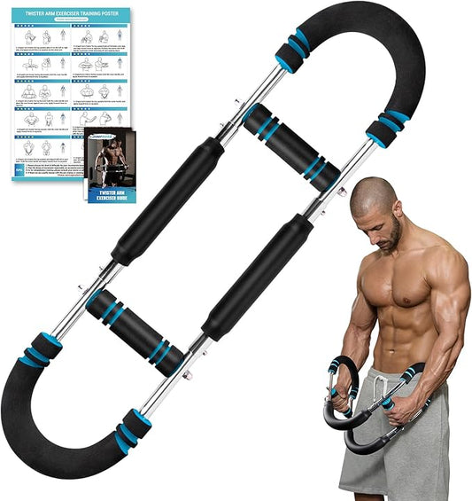 Twister Arm Trainer, Adjustable 6 Resistance Levels(30-120lb) Twister Arm Chest Exerciser with 4 Springs & Poster for Men & Women, Chest Workout Device Equipment for Chest Clip Muscle & Arm Strength