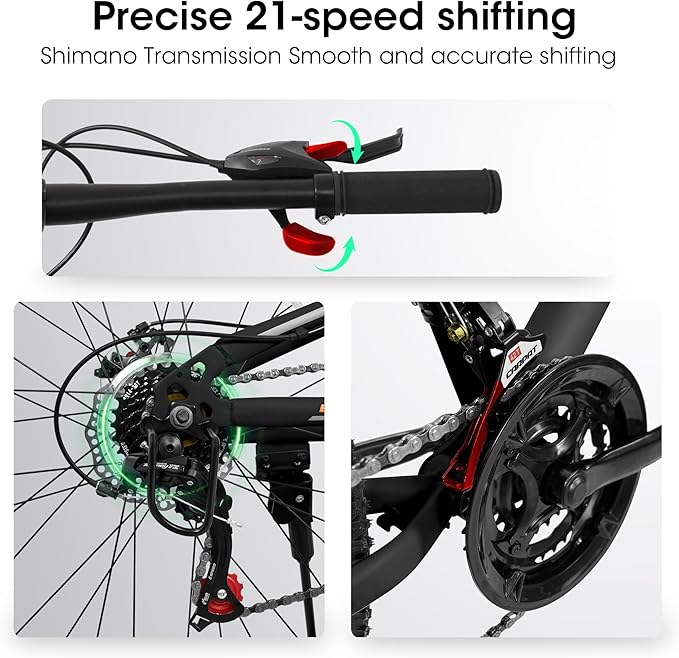 Ecarpat 24/26/27.5 Inch Mountain Bike, Dual/Front Suspension Mens Mountain Bike with 21 Speeds High-Carbon Steel Frame and Disc/V Brakes, Adult Sport Bicycle for Trail Snow Commuter City Road