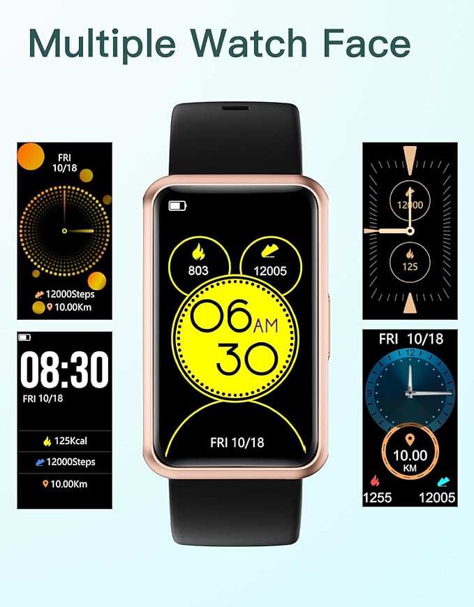 HUAKUA Fitness Tracker Watch for Men Women, No Bluetooth No APP No Phone Needed, IP68 Waterproof Full Touch Screen Sports Watch with Steps Calories Counter Sleep Tracker Alarm Clock (Black/Gold)