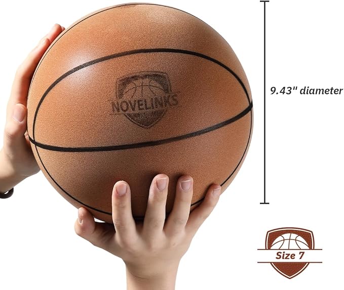 novelinks Silent Basketball Indoor Noiseless Basketball Higher Bounce Training Quiet Ball PU Foam Ball for Indoor Training and Activities