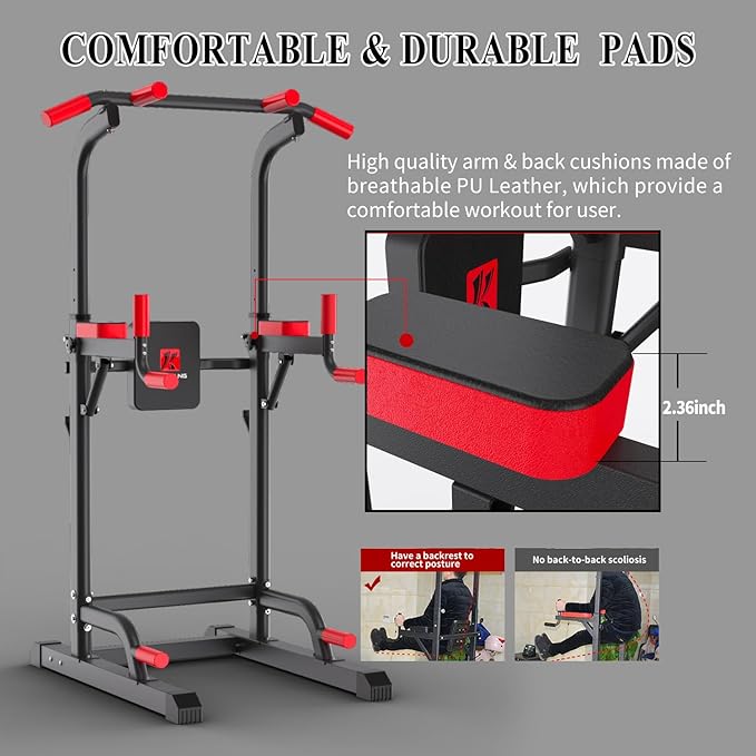K KiNGKANG Power Tower Dip Station, Multi-Function Assistive Trainer Pull Up for Home Gym Muscle Building and Beginner Exercises,Load 450LBS