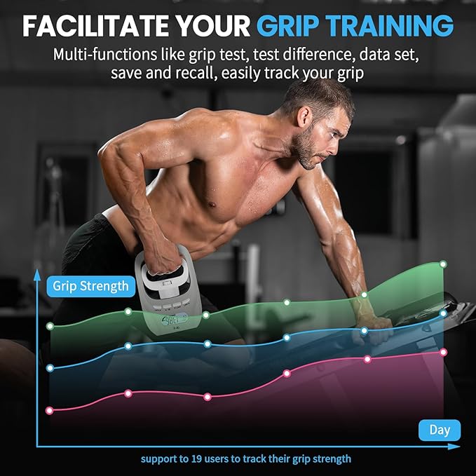 396lbs/180kg Grip Strength Tester, Hand Grip Dynamometer, Digital Grip Strength Tester with LCD Display, Adjustable Hand Grip Training Gauge, Hand Grip Testing for Sports Home School Use