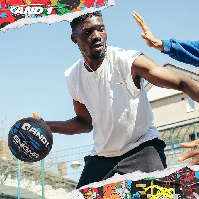 AND1 Enigma Basketball - Streetball for Indoor and Outdoor Use, Deep Channel Construction and Durability