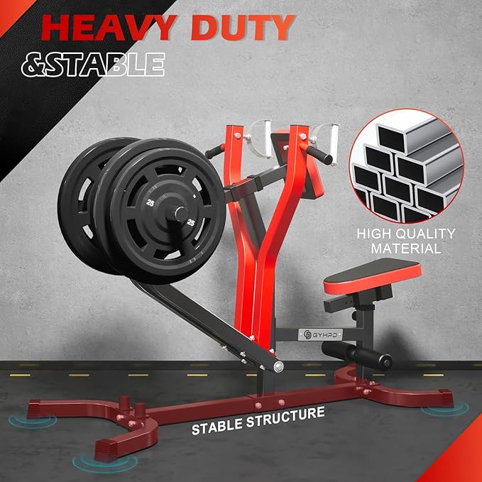 Seated Row Machine, GYHPD Plate Loaded Back Machines with Independent Arms, Multi Grip Positions with Rotating Handles, Upper Body Workout for Home Gym Workout Station
